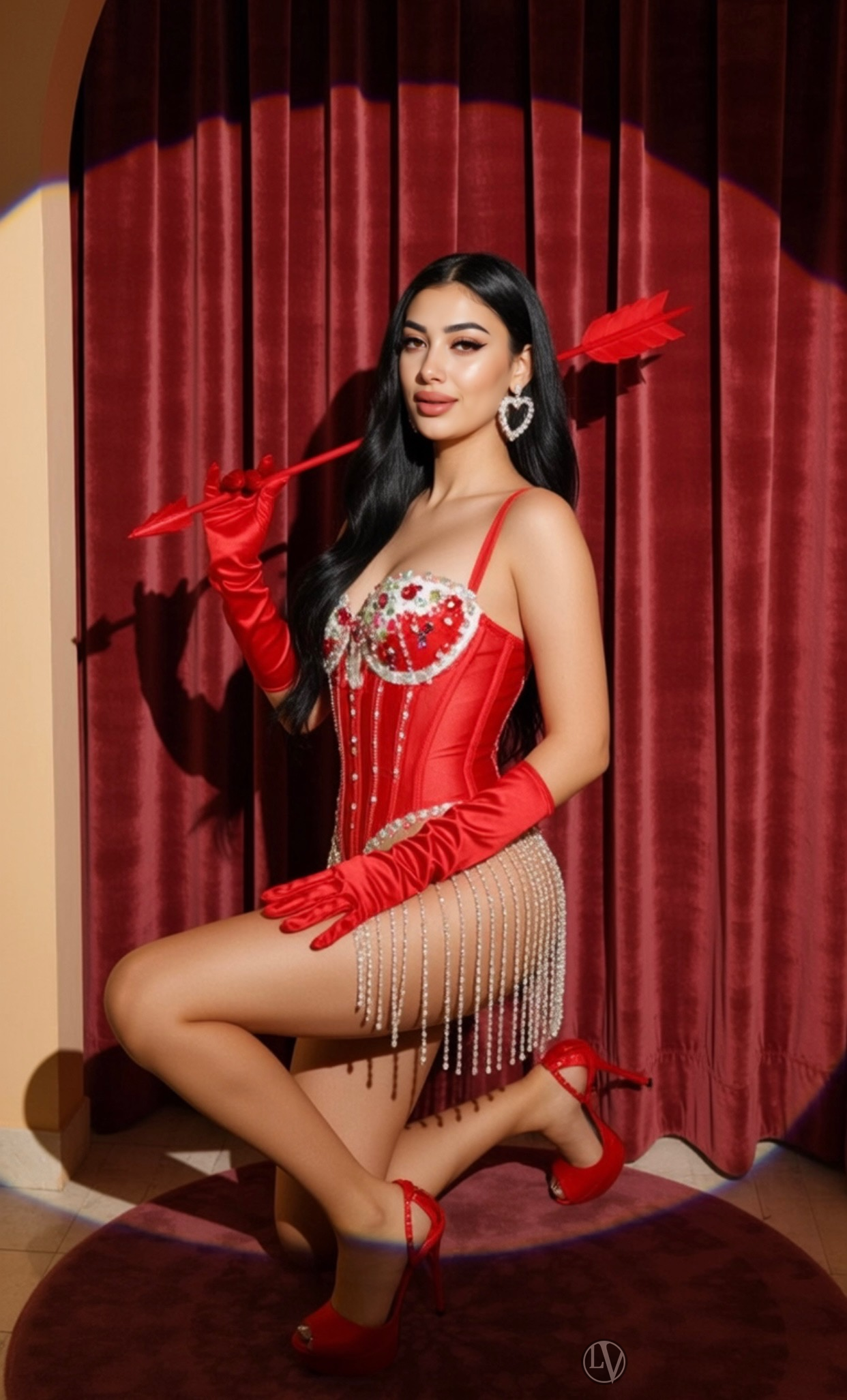 Leoni radiates confidence and grace in every detail of this image.